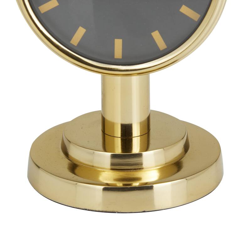 Stainless Steel Metal Small Clock with Numberless Black Clockface - Silver or Gold - Roche River Decor