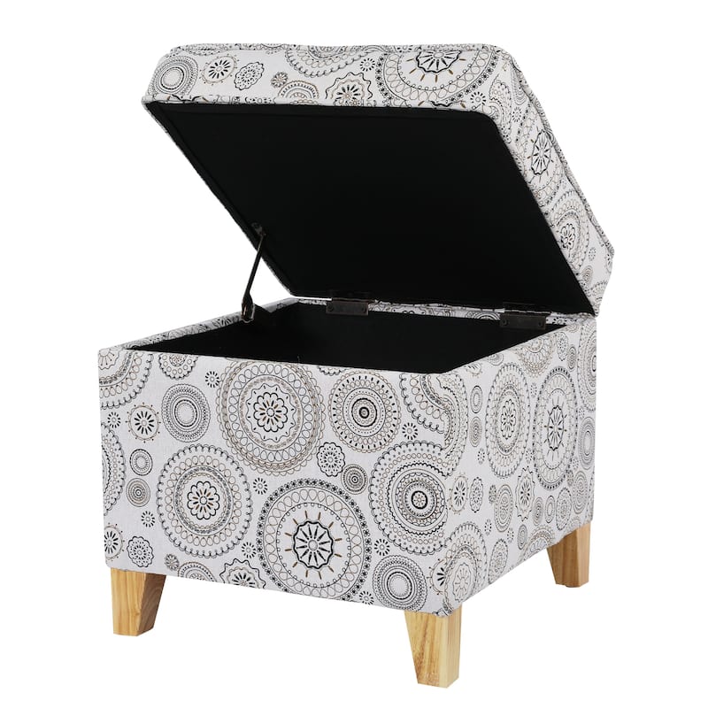 Adeco Square Storage Ottoman 17 inch Footstool