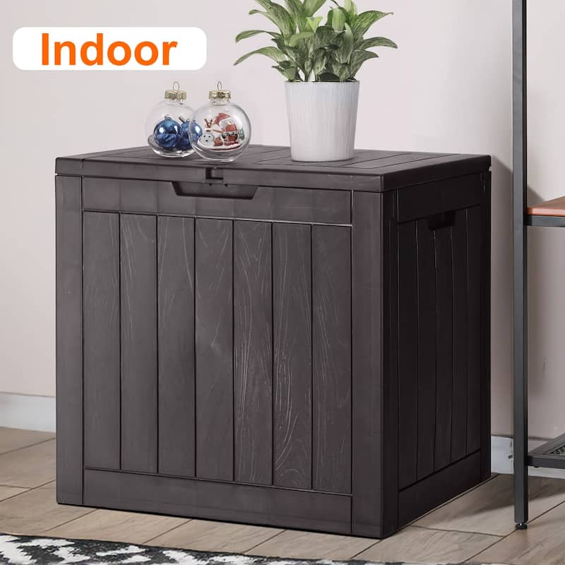 Deck Box with 31 Gallon Capacity, Weatherproof Resin Lockable Outdoor