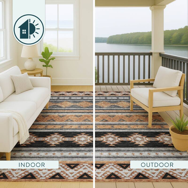 Machine Washable Indoor/ Outdoor Global Heston Chantille Rug