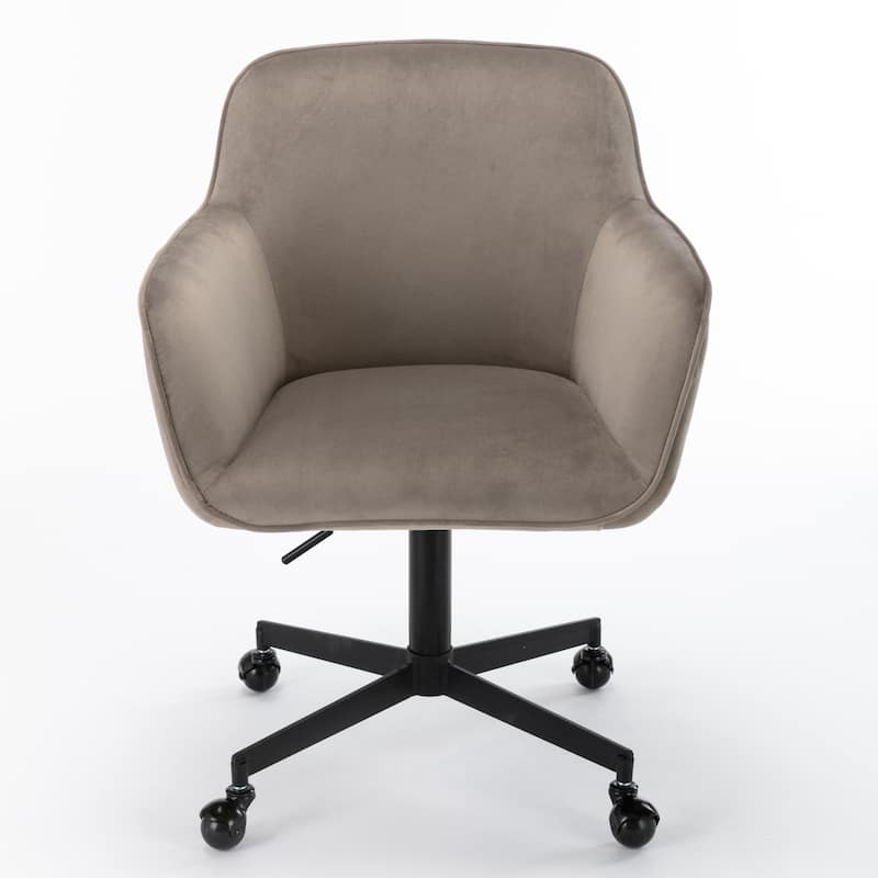 Sylvia Swivel Rolling Velvet Armchair - Platinum Grey Velvet