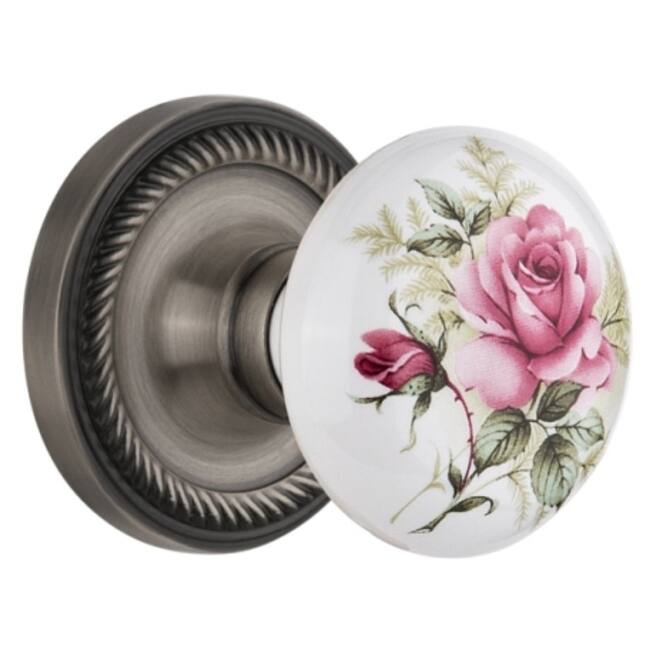 Nostalgic Warehouse Rose Porcelain Solid Brass Privacy Door Knob Set