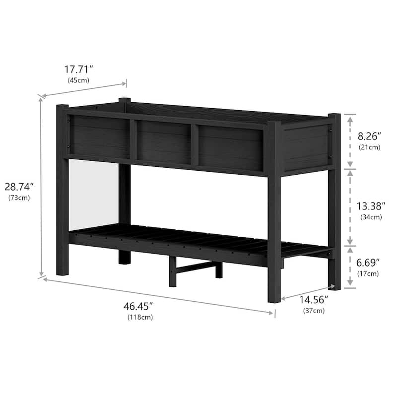 Rectangular DoubleDeck Garden Planter Box Raised Garden Bed for