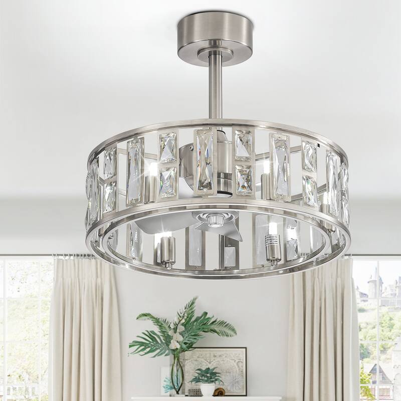 20-In Nickel Caged Ceiling Fan with Light Remote(5-Blade)