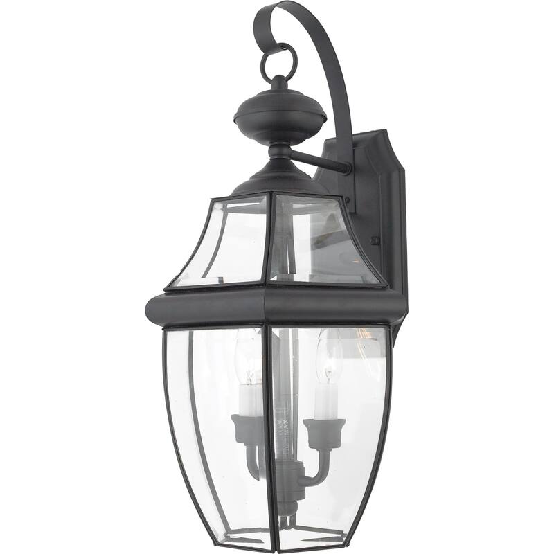 Roseto Gaines 2 Light 20" Tall Outdoor Wall Sconce with Clear Glass - Mystic Black