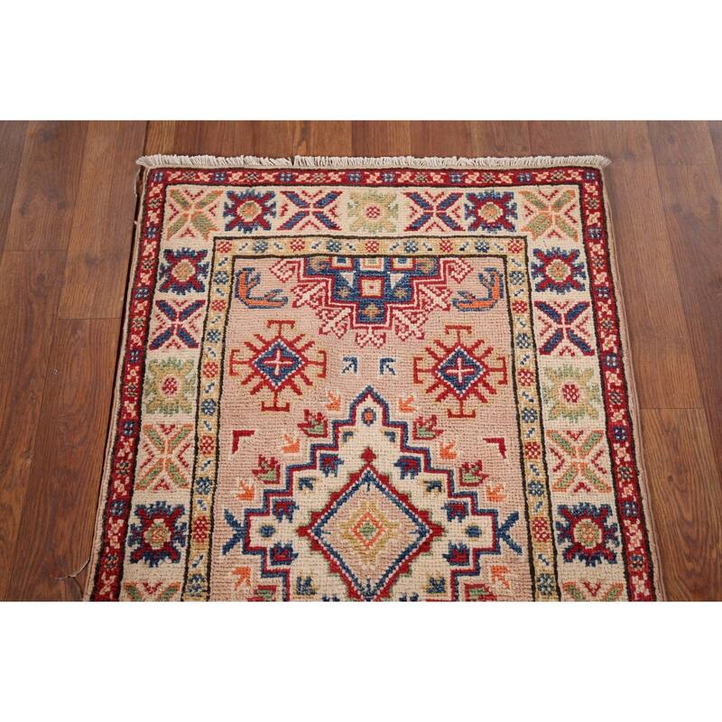 Kazak Accent Rug Hand-Knotted Traditional / Geometric Wool Carpet - 2'0" x 3'2"