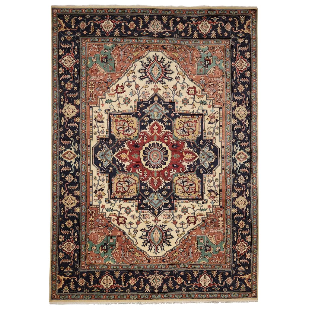 ECARPETGALLERY Hand-knotted Serapi Heritage Ivory Wool Rug - 9'11 x 13'11