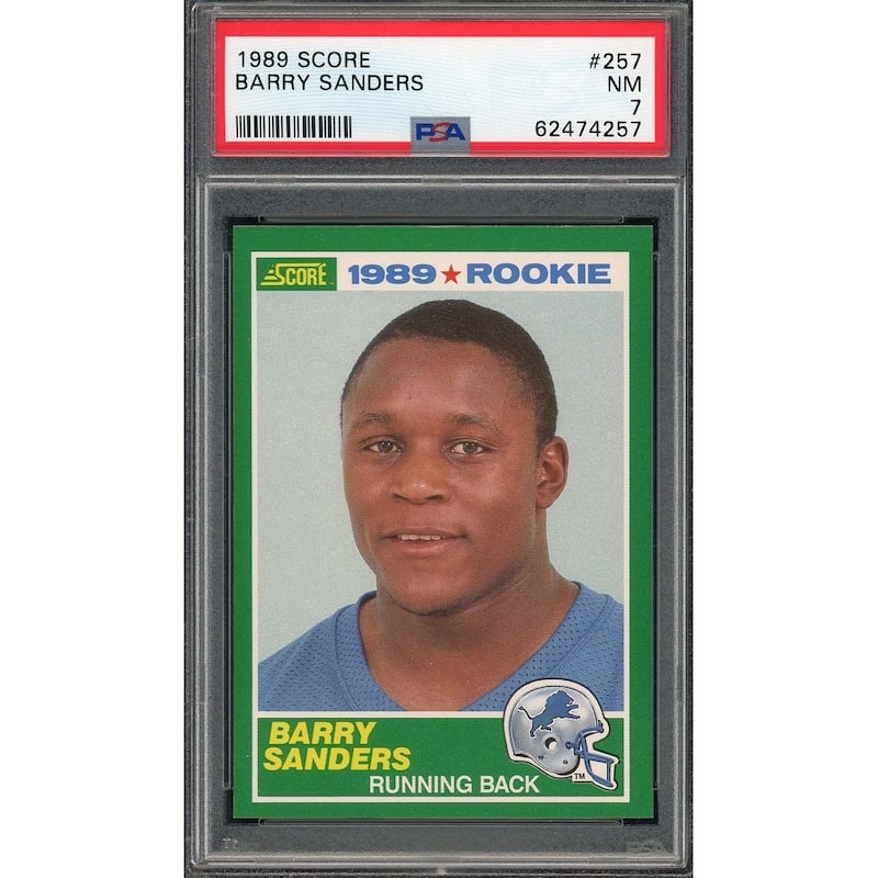 Barry Sanders 1989 Score Football Rookie Card RC #257 Graded PSA 7 - 8'6" x 11'6"
