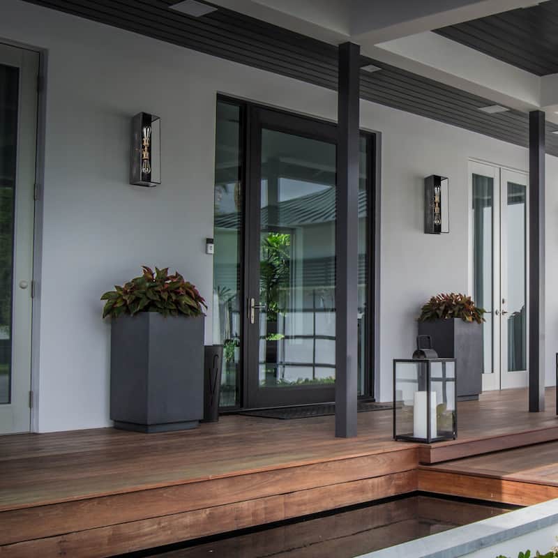 C Cattleya 2-Light Dark Bronze Finish Brass Outdoor Wall Lantern Sconce - Dark Bronze - W7" x E5" x H20"