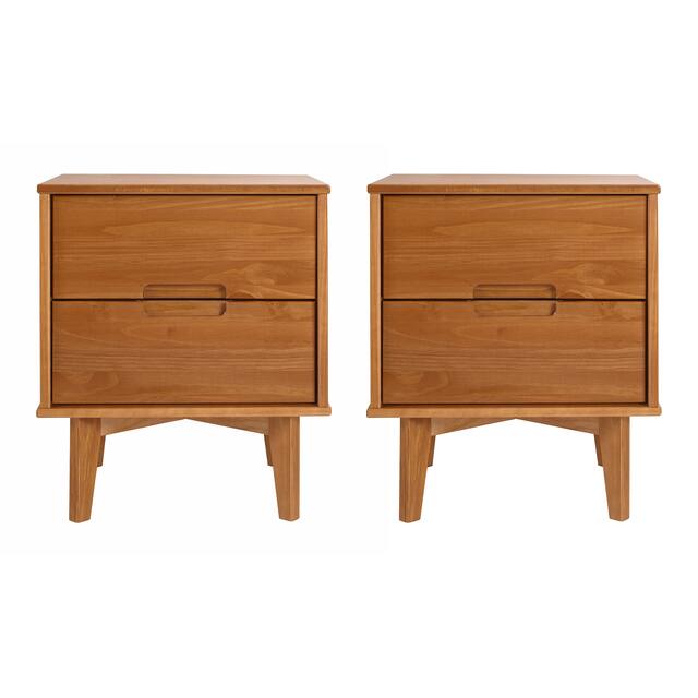 Middlebrook Mid-Century Solid Wood 2-Drawer Nightstand, Set of 2