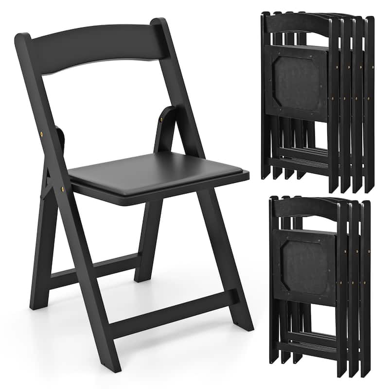 Gymax Set of 8 Dining Chairs w/ Rubber Wood Legs & Padded Seat for - Black