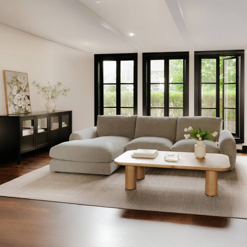 NADAAL STUDIOS Avelyn Left-Facing Sectional, Pillow-Soft Seating with Faux Feather Fill and Oat Fabric Upholstery
