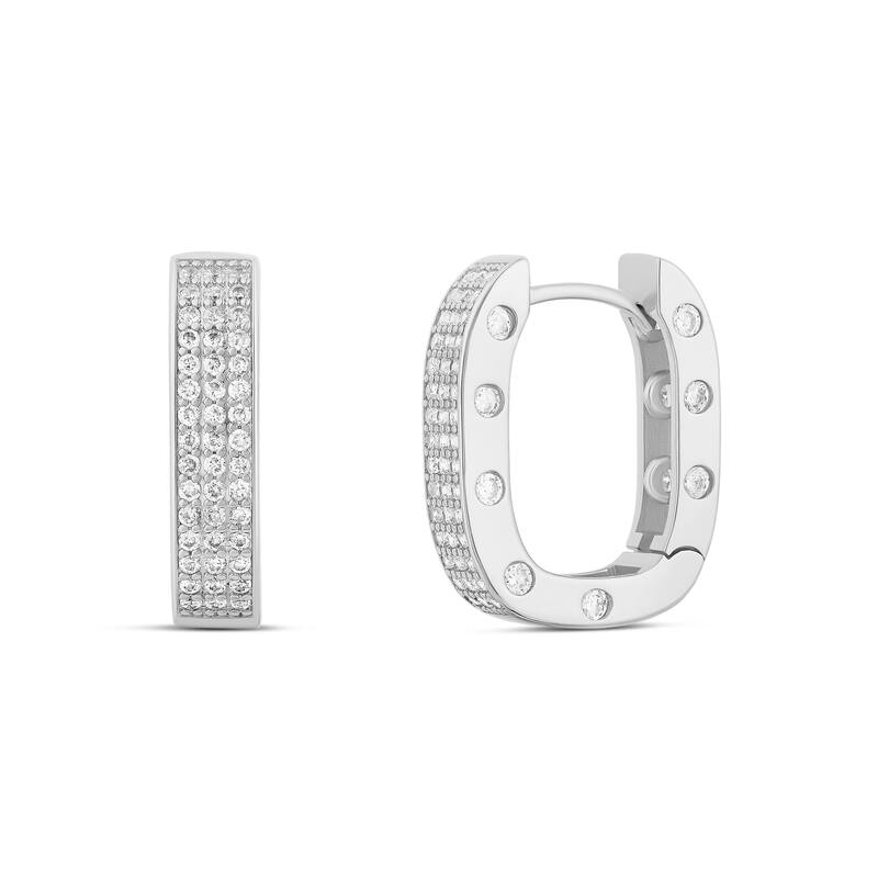 SHYMI Chunky Pave Horseshoe Hoops - Silver