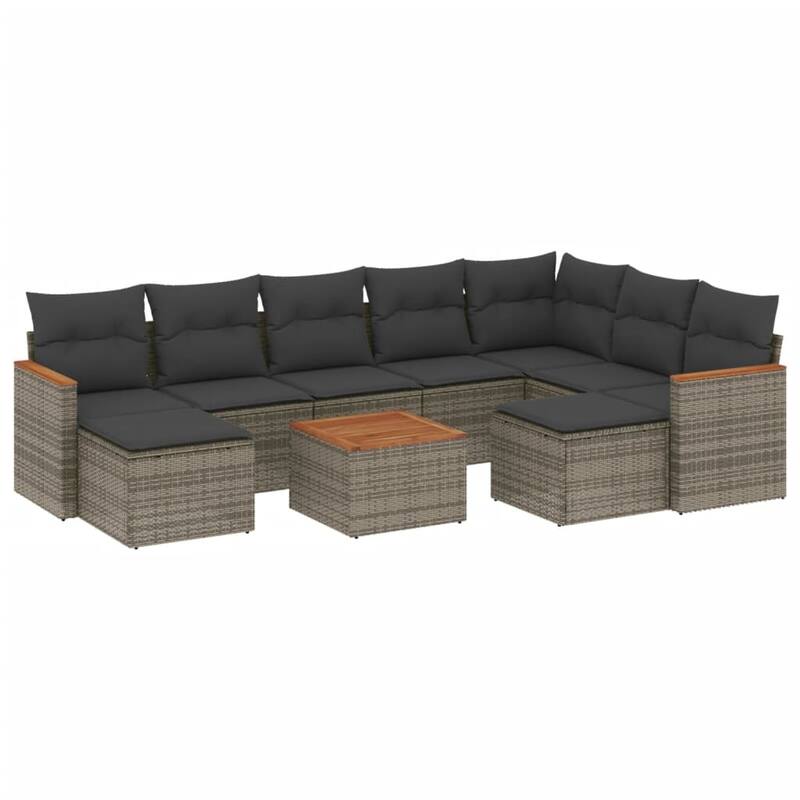 vidaXL Patio Sofa Set with Cushions Outdoor Conversation Furniture Poly Rattan - 24.4 x 24.4 x 27.2 in