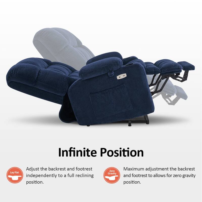 MCombo Small Dual Motor Power Lift Recliner Chair Sofa with Massage and Heat, Infinite Position, USB Ports, Fabric 7893