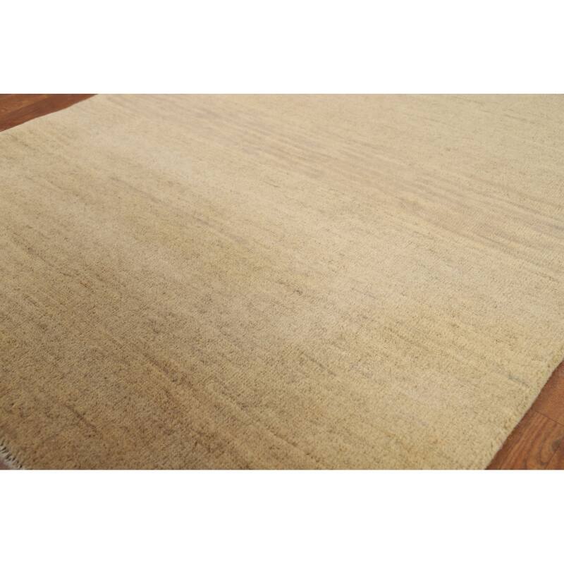 Modern Gabbeh Oriental Foyer Rug Hand-Knotted Contemporary Wool Carpet - 3'5"x 4'11"