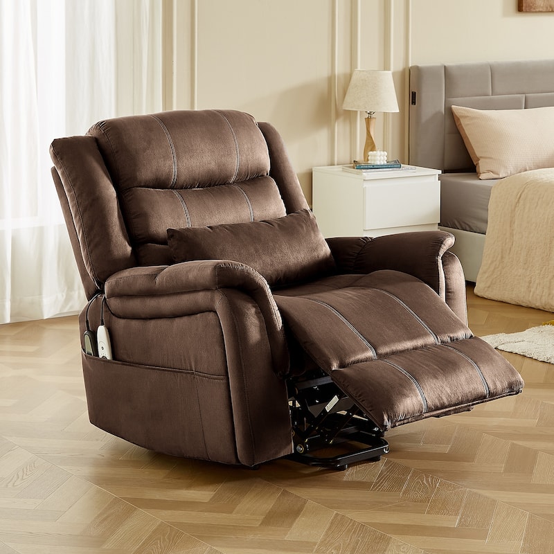Bestier 37" Power Lift Recliner Chair With Massage and Heating, Electric Lift Recliner Single Sofa with Side Pockets for Elderly