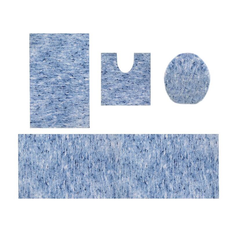 Home Weavers Cloud Comfort 100% Microfiber Bathroom Rug Non Slip Bath & Water Absorbent Soft Bath Mat 4 PC Set