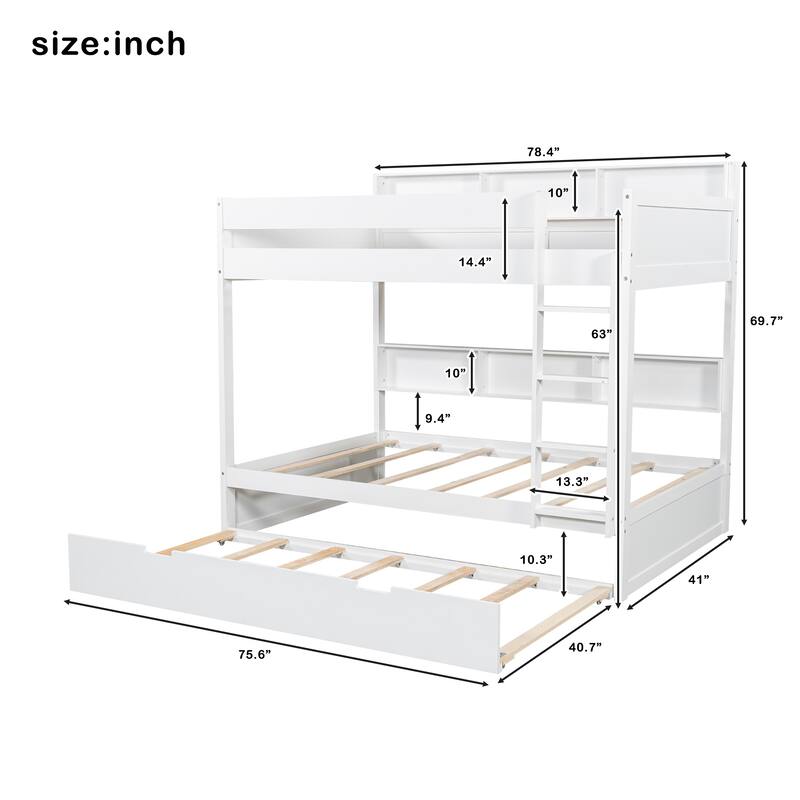 Bunk Bed with Trundle & Dual-Side Storage Shelves by Harper&Bright Designs