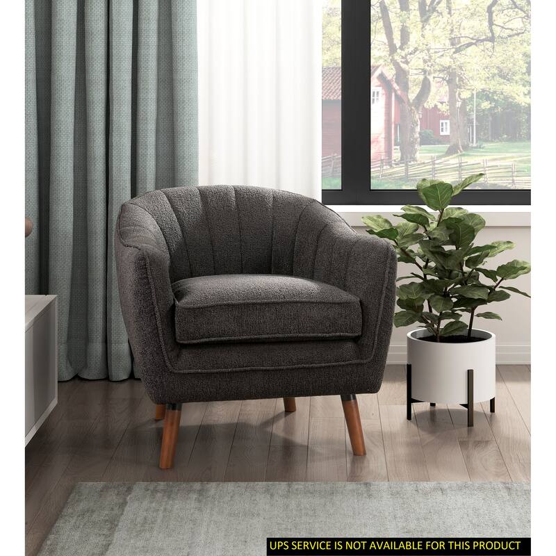 Mid-Century Modern Chenille Armchair with Channel Stitching