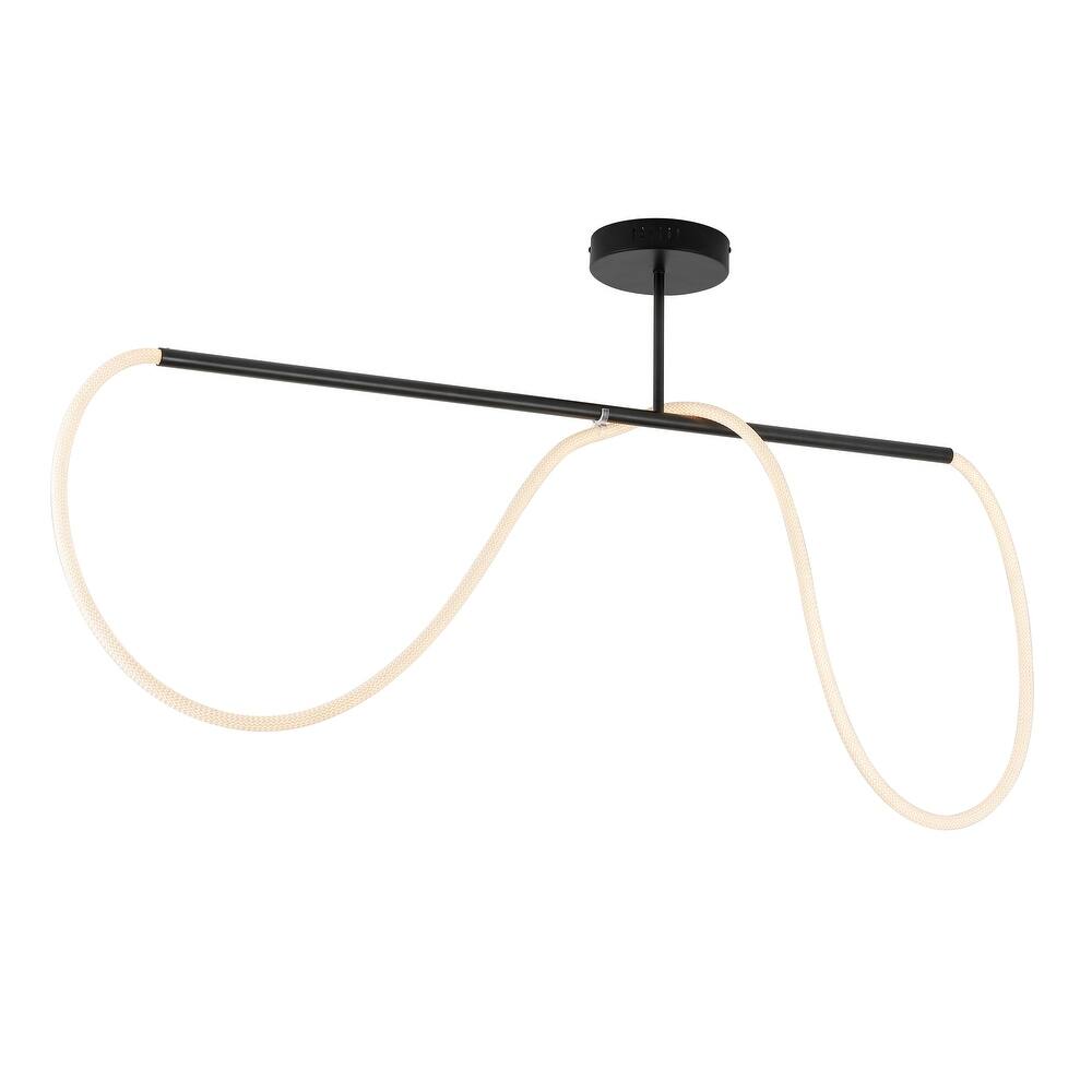 Lisette Contemporary Minimalist 360 Adjustable Silicone Neon Rope Dimmable Linear Integrated LED Flush Mount, by JONATHAN Y