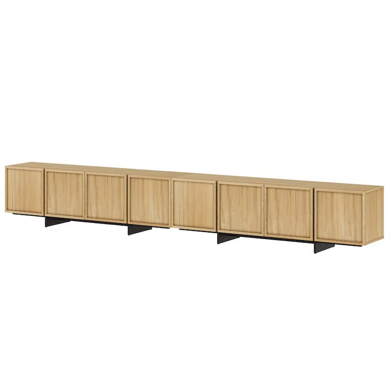 WAMPAT TV Stand with T-Shaped Legs, Modern Entertainment Center with 4 Storage Cabinets, Media Console TV Table for Living Room