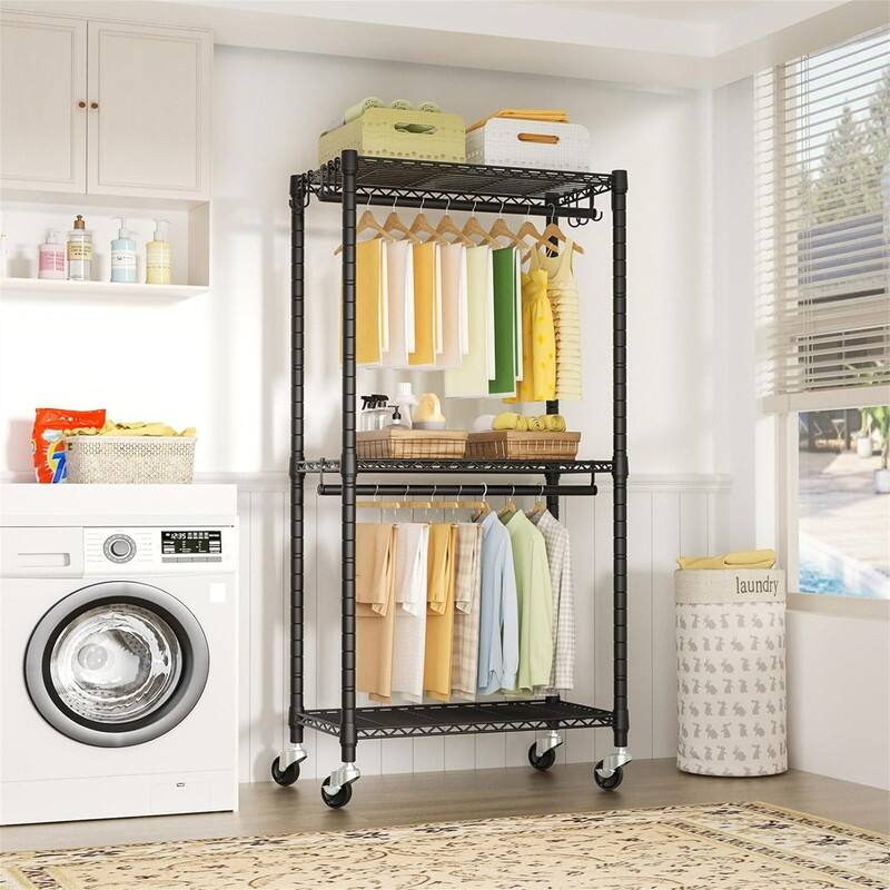Rolling Clothes Rack Clothing Racks for Hanging Clothes - 14"D x 23.6"W x 74.5"H