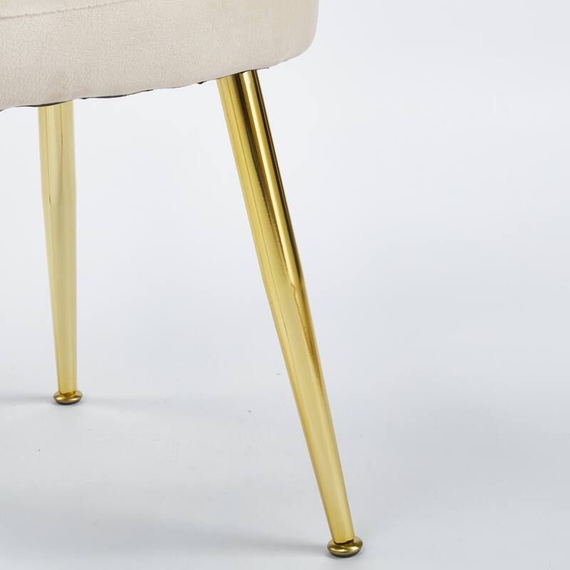 Modern Velvet Dining Chair Set of 2, with Iron Tube Golden Legs and Comfortable Backrest