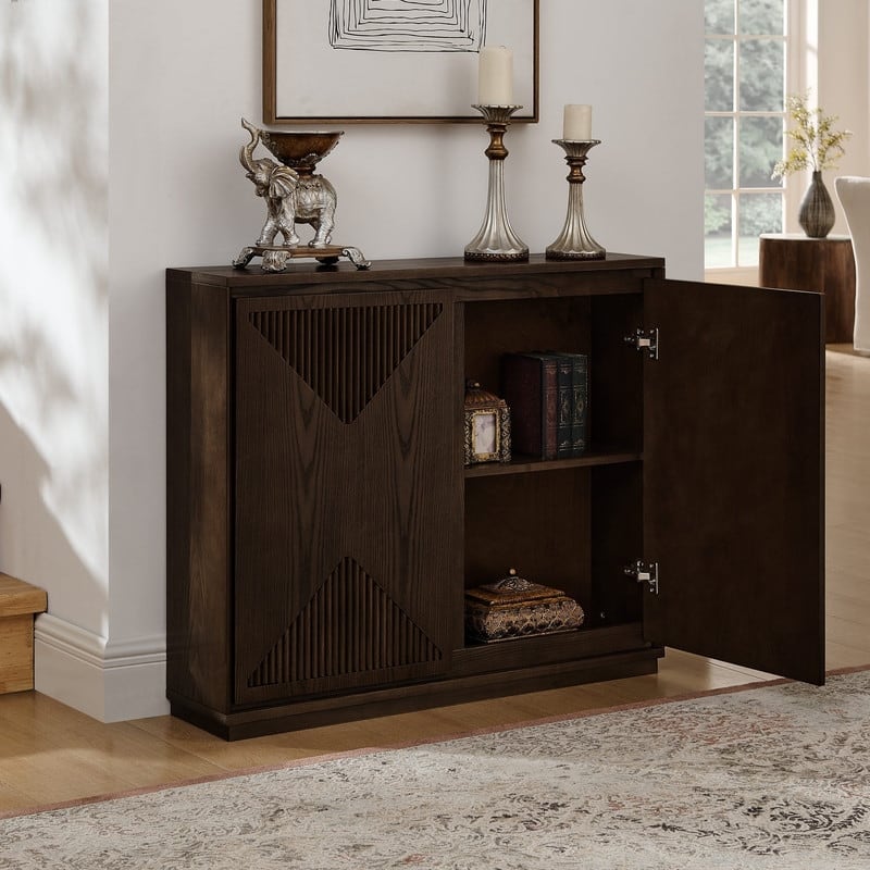 Mid Century Modern Narrow Buffet Cabinet with Storage, Side Cabinetfor Living Room or Entryway Organization