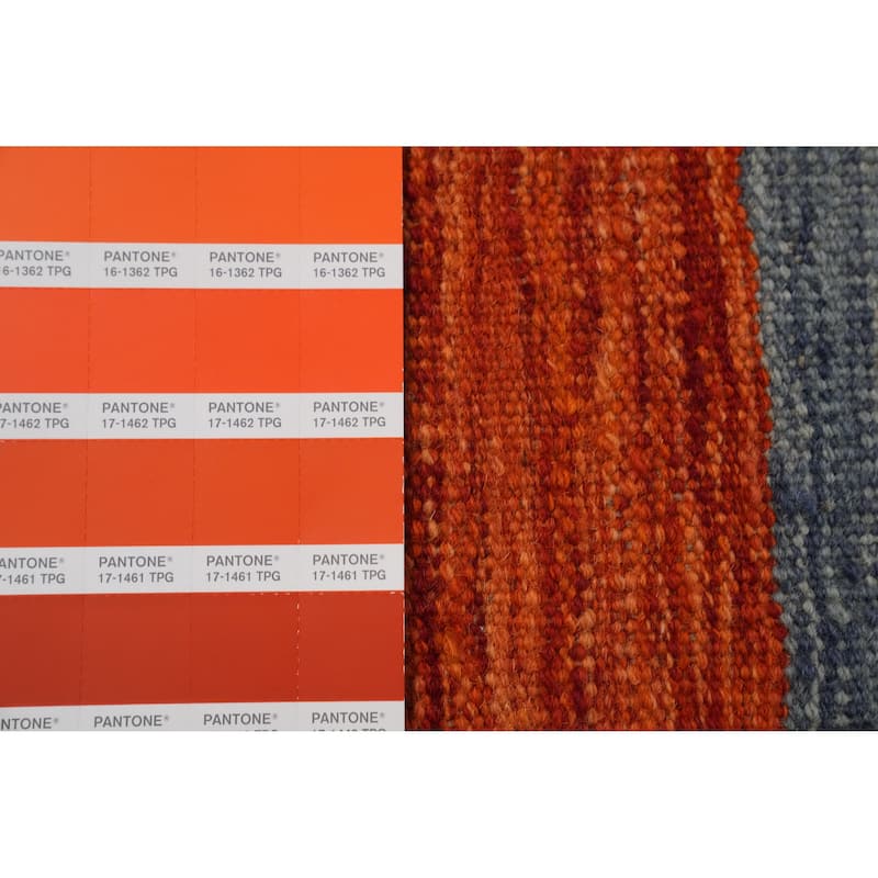 Hand Woven Oriental 100% Wool Carpet Southwestern Modern Oranges & Rust Kilim Area Rug - 9' 10'' X 8' 10''