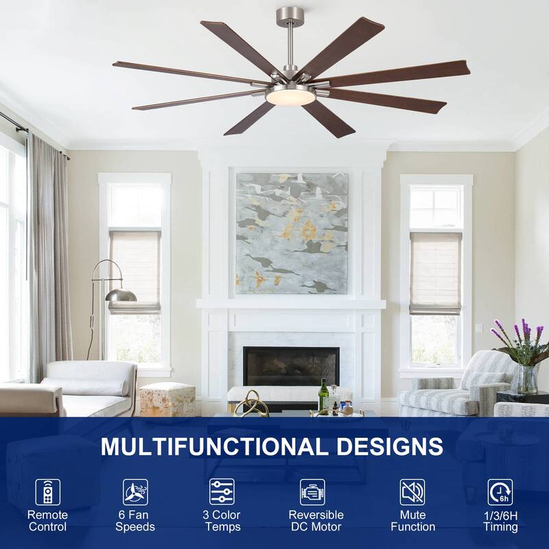 Gabriel 72 in. Indoor Black PlyWood Smart Ceiling Fan with Integrated LED, Works with Alexa/Google