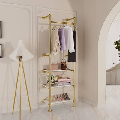3-tier MDF Wood Industrial Pipe Wall Shelf