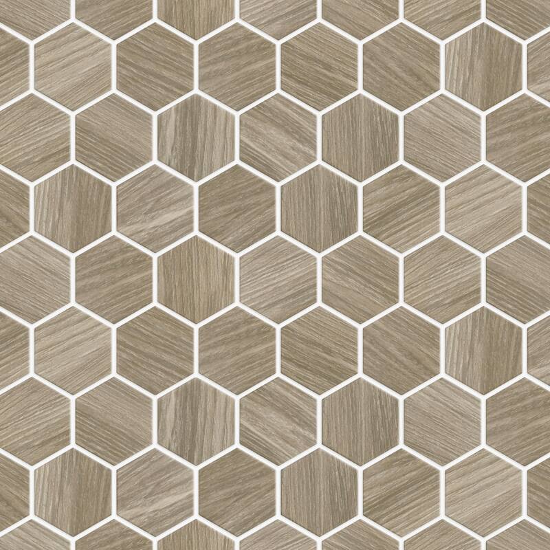Merola Tile Llama 2" Hex Matte Noce 11-1/8" x 12-5/8" Porcelain Mosaic Floor and Wall Tile