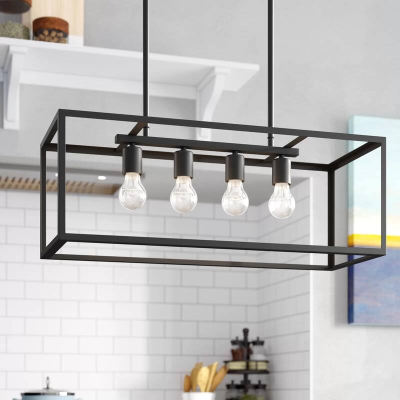 4-Light Pendant Light - Black Color - Modern Kitchen Island Lighting Fixture - 11