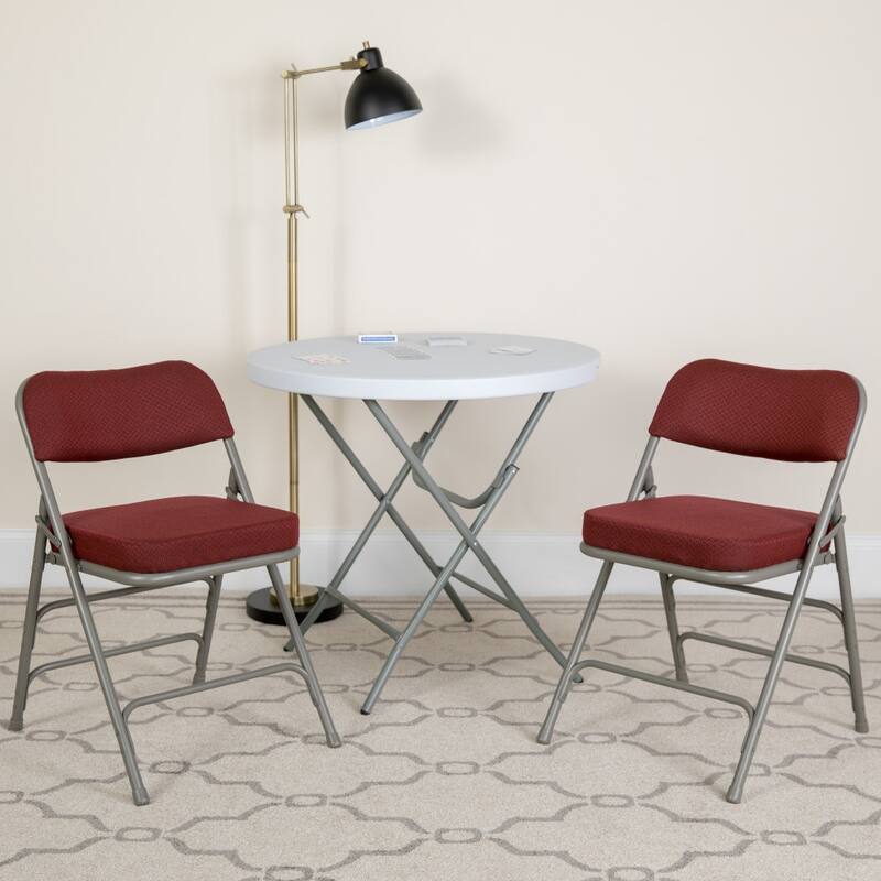 Set of 4 HERCULES Series Metal Folding Chairs with Padded Seats - Burgundy Fabric/Gray Frame