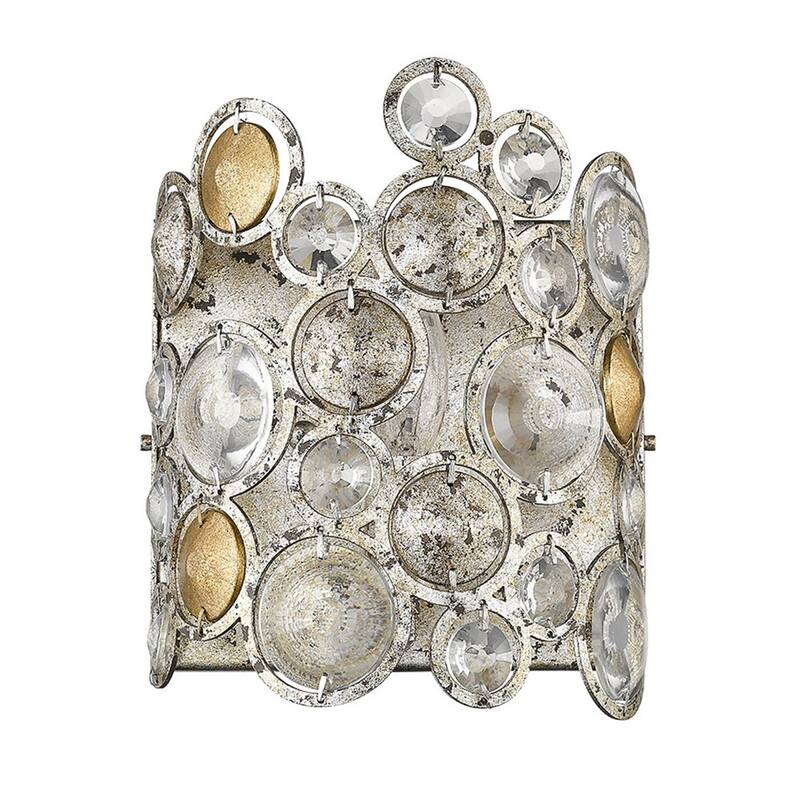 Decorative Silver Leaf Flush Mount Wall Light with Crystal Accents and Dimmable Hardwired Fixture - 9.25”H x 7.5”W x 4”D