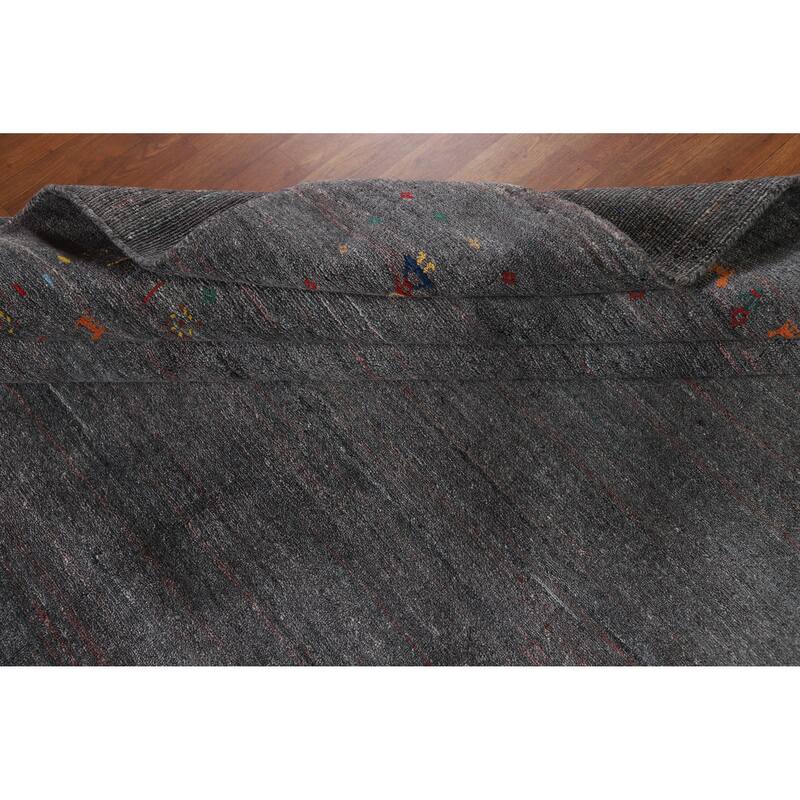 Hand Knotted Oriental 100% Wool Carpet Tribal Tribal Greys & Charcoal Gabbeh Area Rug - 8' 1'' X 8' 2''