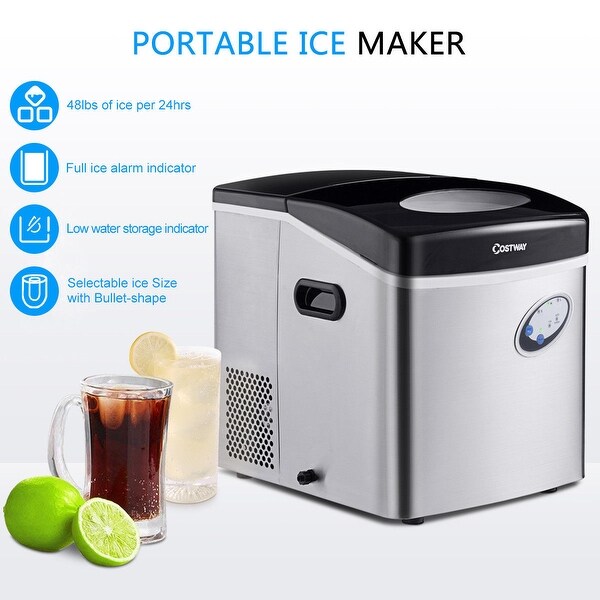 Shop Costway Stainless Steel Ice Maker Countertop 48lb Per Day