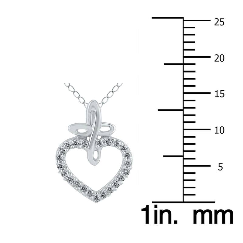 Marquee 10k White Gold 1/10ct TDW Diamond Heart Necklace (I-J, I1-I2)