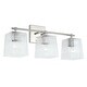 preview thumbnail 13 of 14, Lexi 3-light 23-inch Bath/ Vanity Fixture w/ Clear Fluted Square Glass Polished Nickel