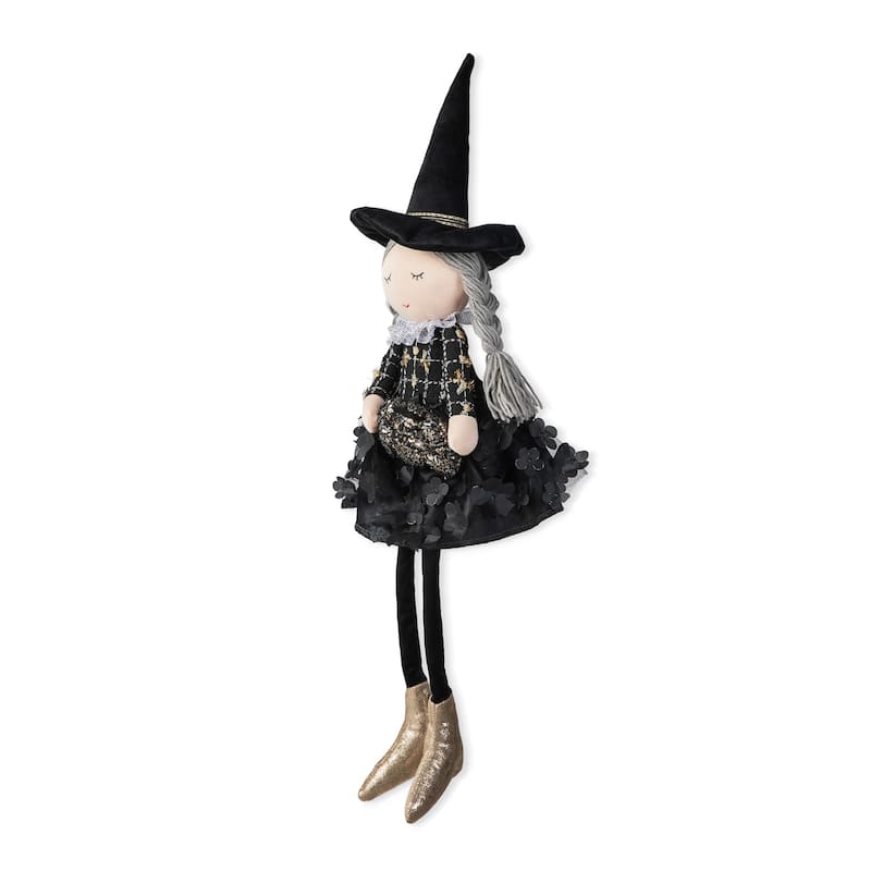 Glitzhome 29"H Halloween Fabric Dressed Witch or Pumpkin Sitter Decor