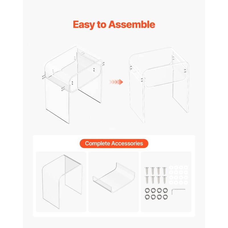 Clear Acrylic 2-Tier Side Table with Sturdy Shelves and Modern Design - 11.8 x 15.7 x 19.7 in /