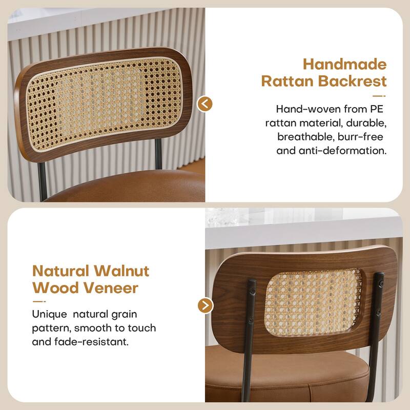 Adjustable Height Swivel Bar Stools with Back and Footrest - 17.7"W x 15.75"D x 35"-42.9"H