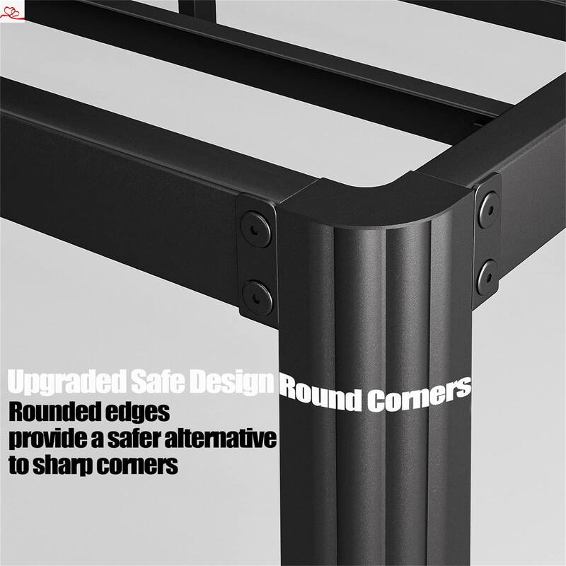 18 inch High Heavy Duty Metal Platform Bed Frame Queen Size with Round Corners