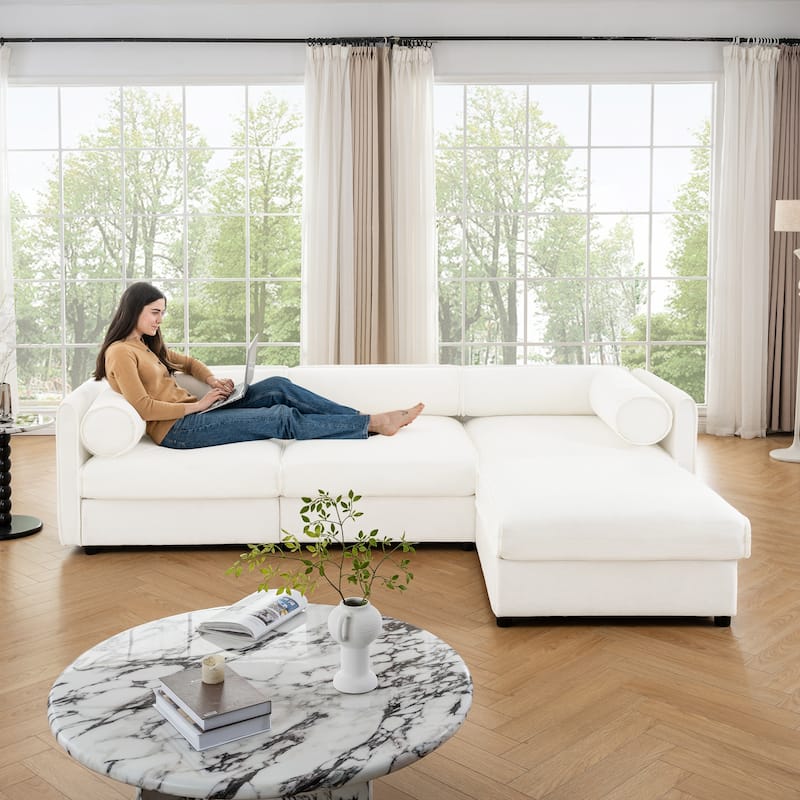 3 Seater L Shaped Sectional Sofa 109" Modular Couch with Storage Seat