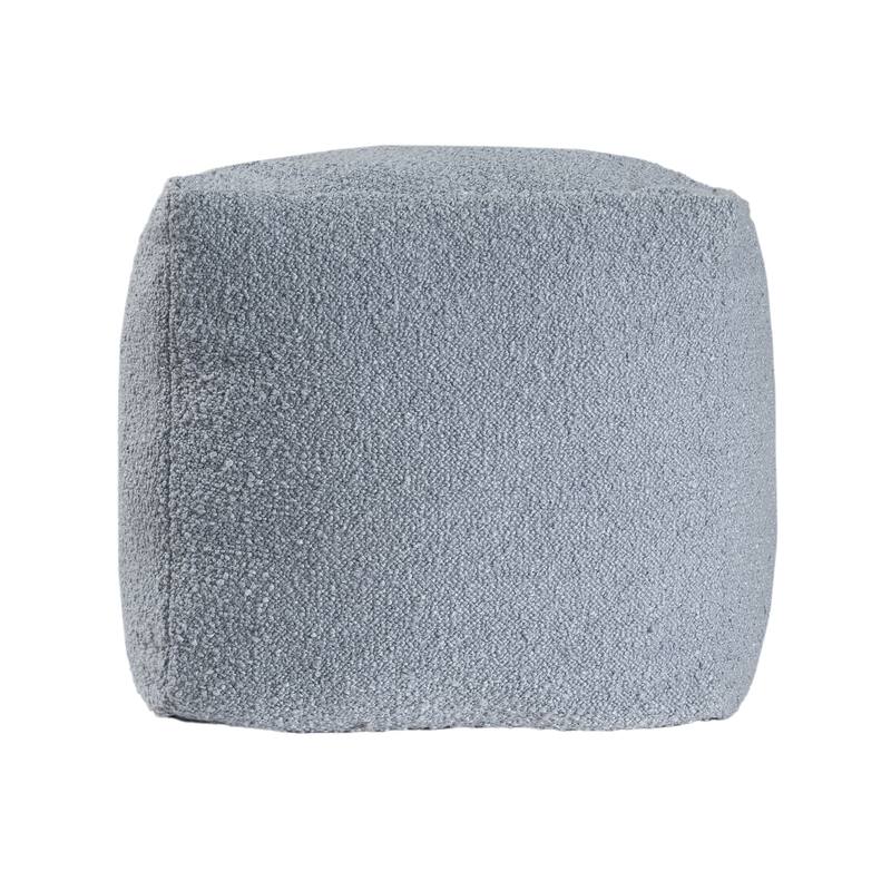 HomeRoots 18" Blue Boucle Pouf Ottoman