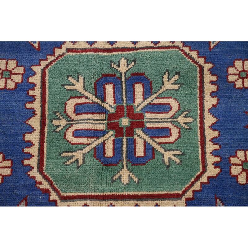 Large Red Geometric Kazak Oriental Area Rug Handmade Wool Carpet - 9'8" x 15'6"