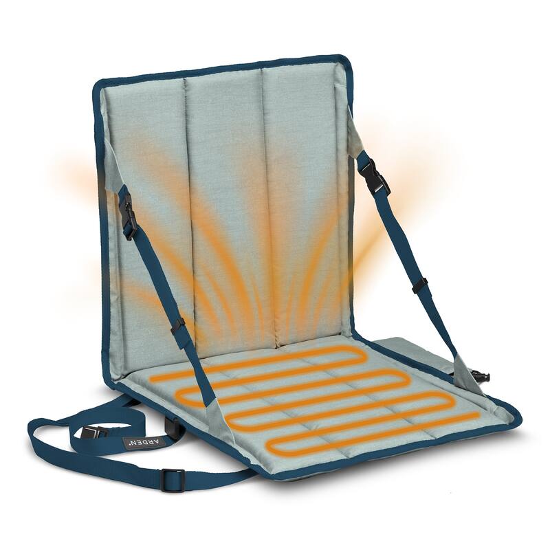 ARDEN Heated Stadium Seat, Foldable, Lightweight With Carrying Strap - Gray/Navy