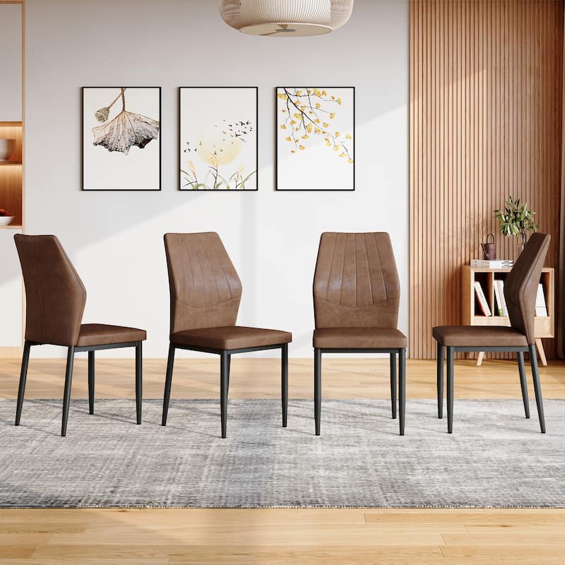 Set of 4 Dining Chairs, 37 inches High: Ergonomic PU Backrest, Combines Comfort and Style
