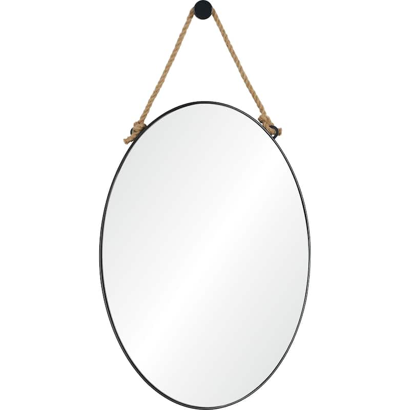42" Matte Black Finished Framed Oval Glass Wall Mirror
